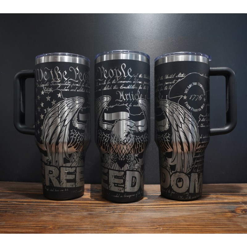 Laser Engraved Simple Modern Trek Tumbler - 40 oz - Midnight Black